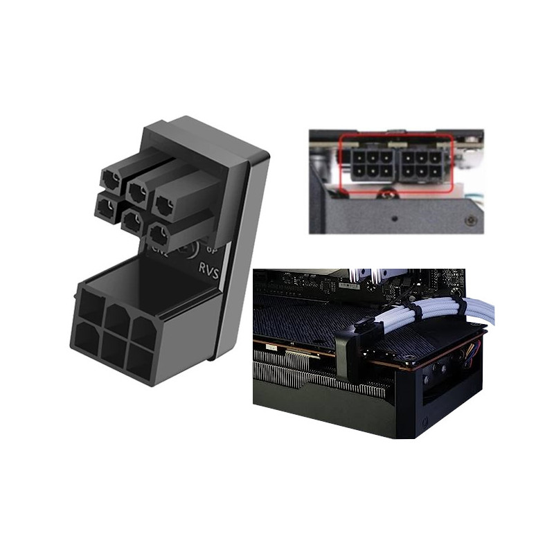 Conector adaptador Fuente Gpu 180 Grados Pcie 6 Pines