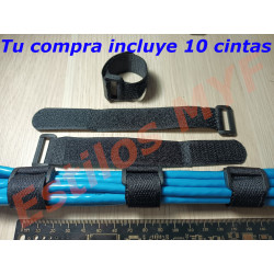 Organizador De Cables Correas Velcro Ajustables 15 cm X 10 und