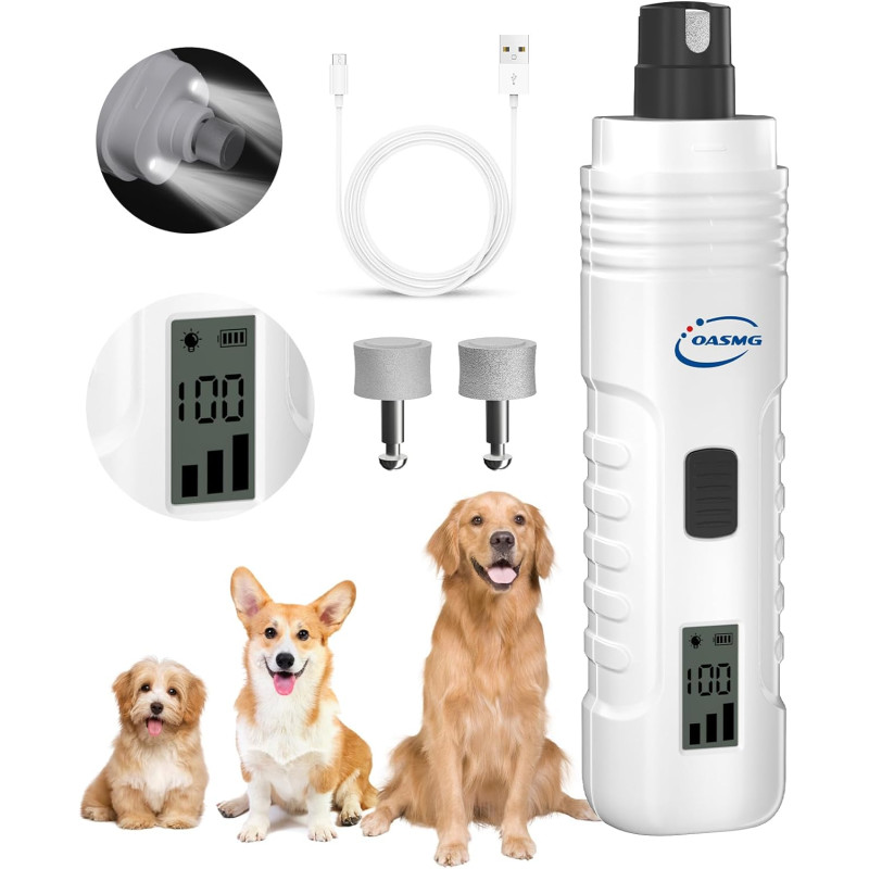 Molinillo limador Corta uñas para perros y gatos 3 velocidades recargable pantalla LCD