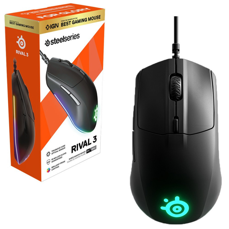 Mouse Gamer Steelseries Rival 3 Negro Cableado