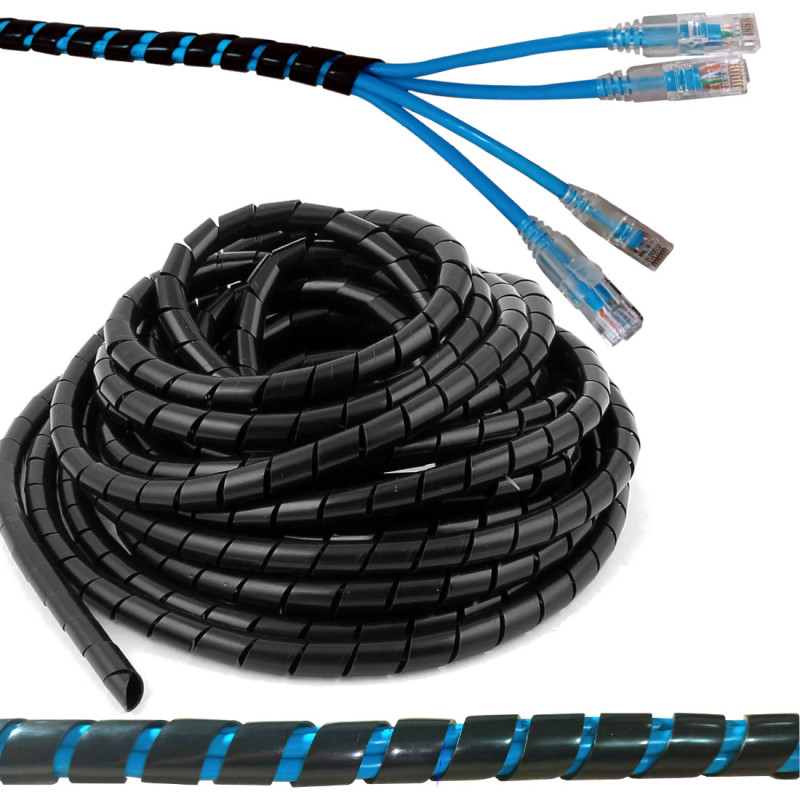Espiral Organizador Cables Protector 10 Metros Negro