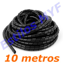 Espiral Organizador Cables Protector 10 Metros Negro