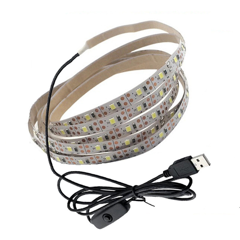 Tira led USB con switch color blanco 1 metro
