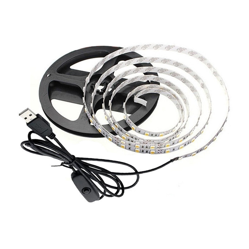 Tira led USB con switch color blanco 1 metro