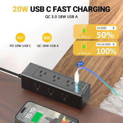Multitoma Escritorio Atornillable Con 9 Tomas 4 Puertos Usb 110v