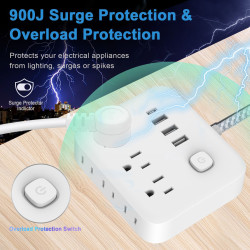 Extensión Eléctrica Regleta Cable Reforzado Multitoma 10 En 1