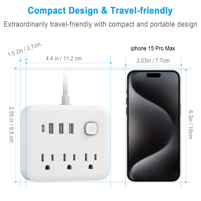 Extensión Eléctrica Regleta Cable Reforzado Multitoma 10 En 1