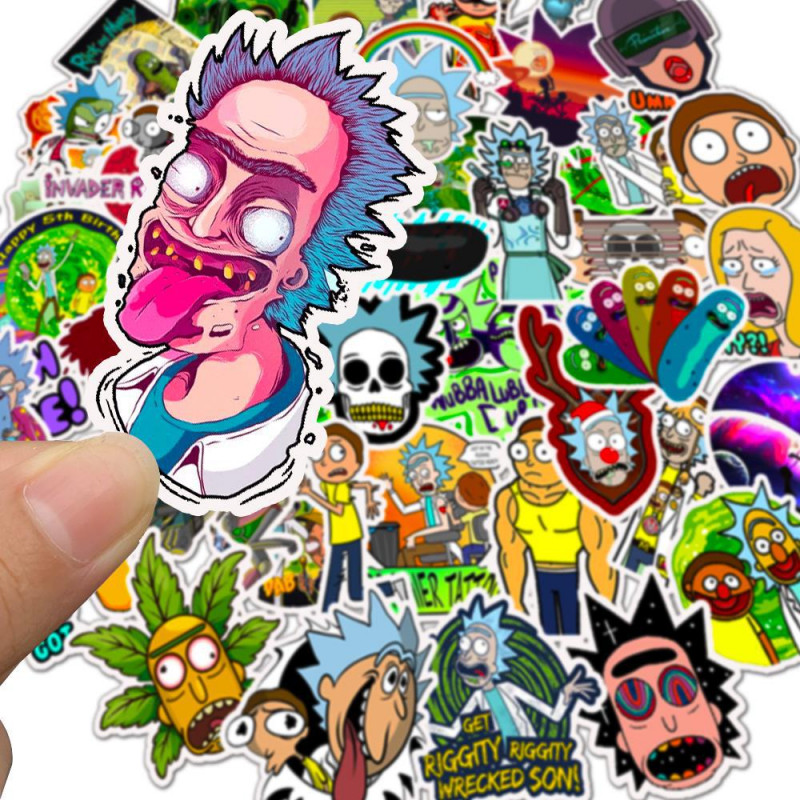 Stickers Calcomanías Rick Y Morty Pack 50 Unidades