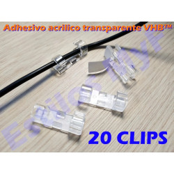 Clips Transparentes Organizador De Cables Con Adhesivo X 20 Pcs