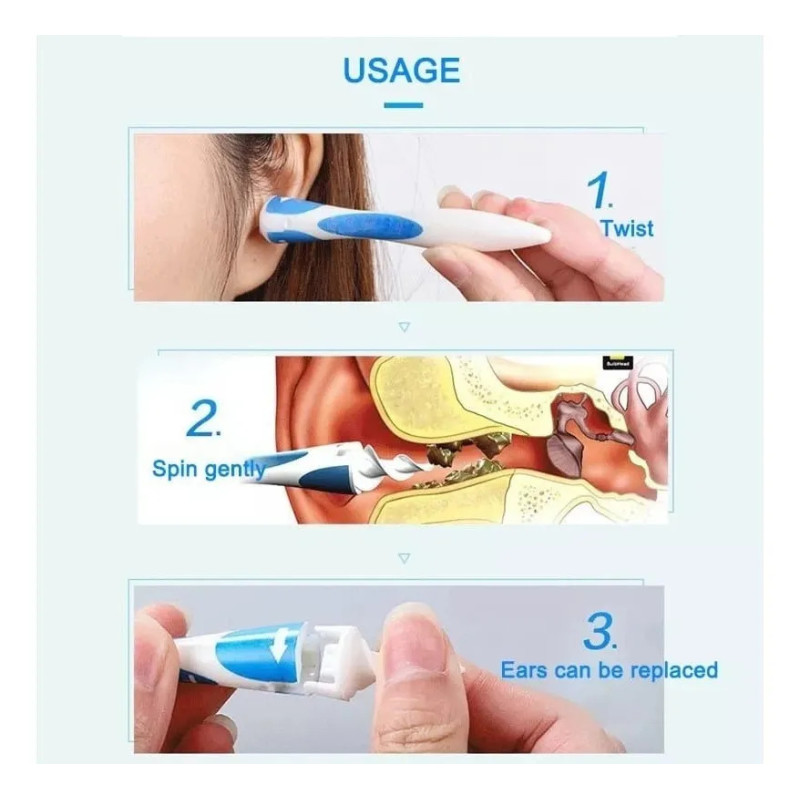 Pack X4 Limpiador de Cera para Oídos Hisopo de Silicona | Oechsle