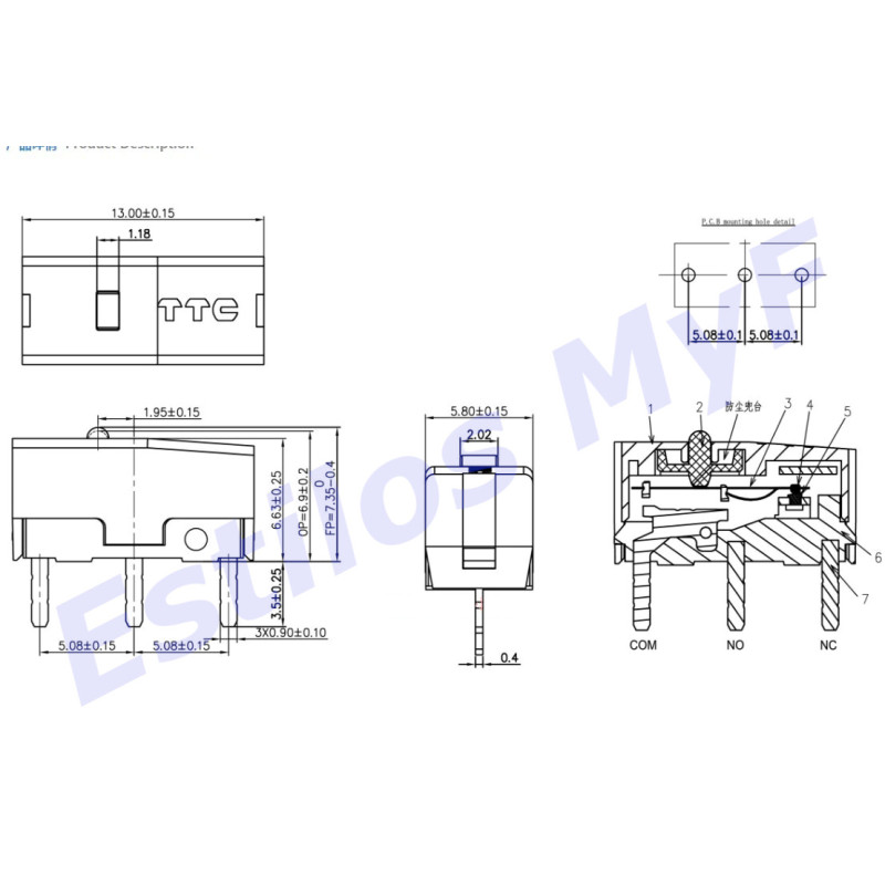 Switch Interruptor Mouse TTC Dustproof Gold 80m Click X2